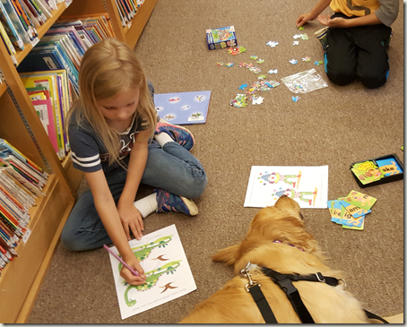 Dog watching children