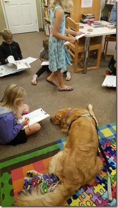 Week3b Dog with kids in library